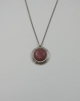 Held stone pendant 60 cm silver rhodonite