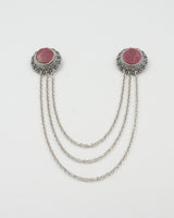 Held necklace silver rhodonite