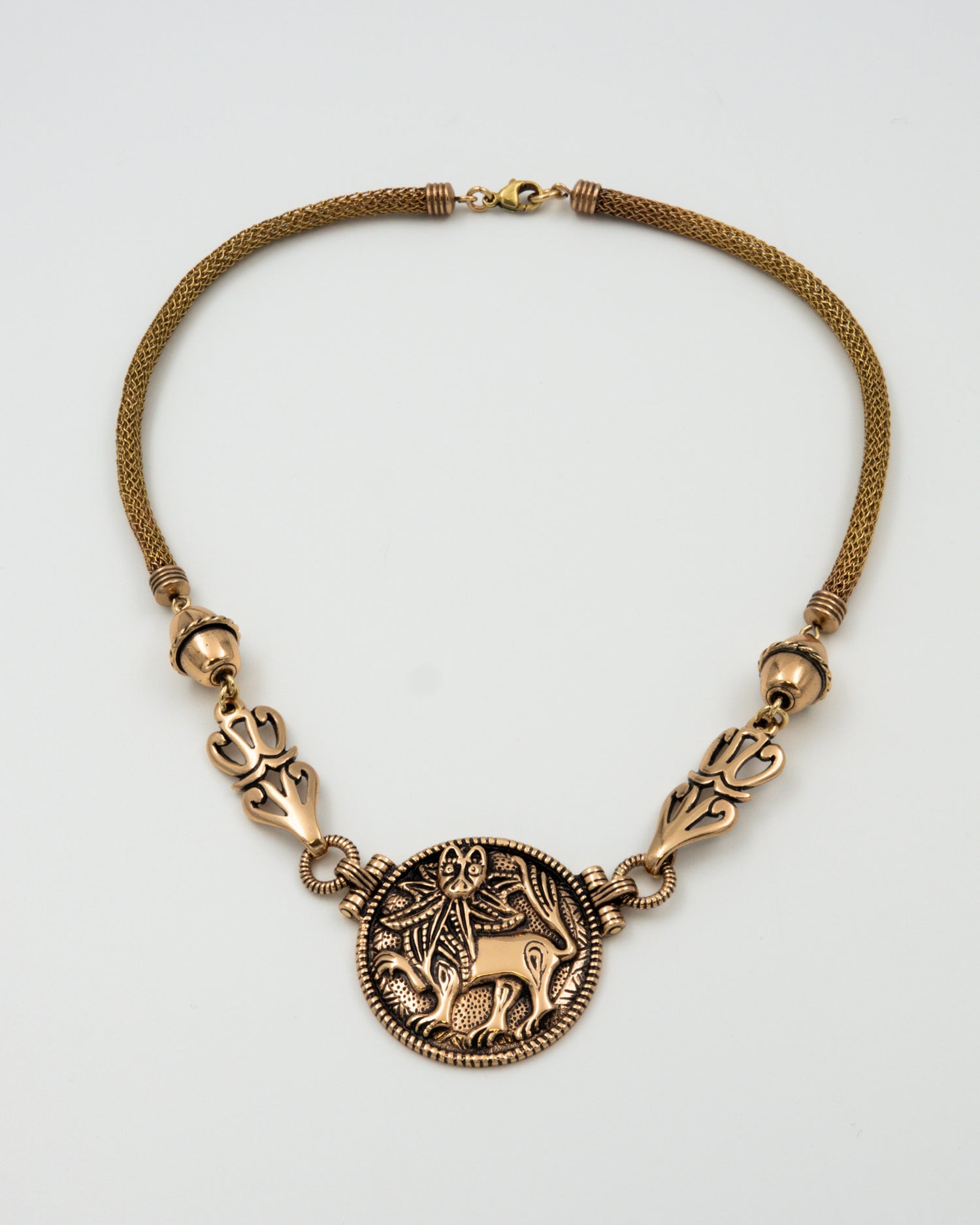 Kept Sun Lion necklace 42 cm large bronze